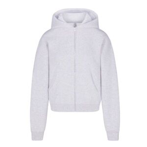Skims NWT Cotton Fleece Classic Zip Up Hoodie Grey Medium